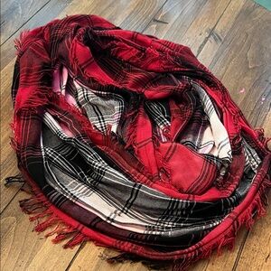 Red and Black Plaid Infinity Scarf